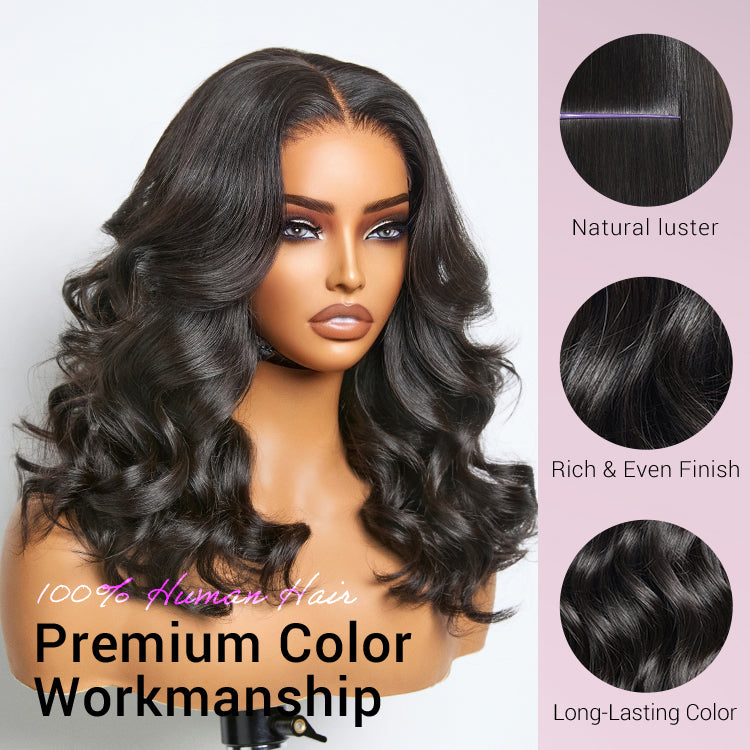 Jet Black Loose Body Wave Glueless 5x5 Closure Lace Wig 100% Human Hai