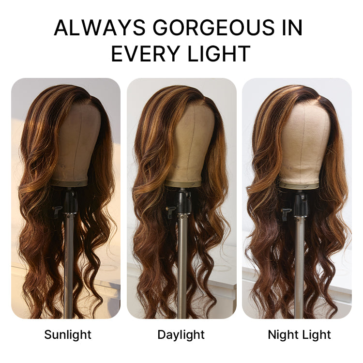 Luvme All-Day Comfort™ wig with 7x6 HD lace closure, loose body wave, long length, and pre-cut lace for natural styling.