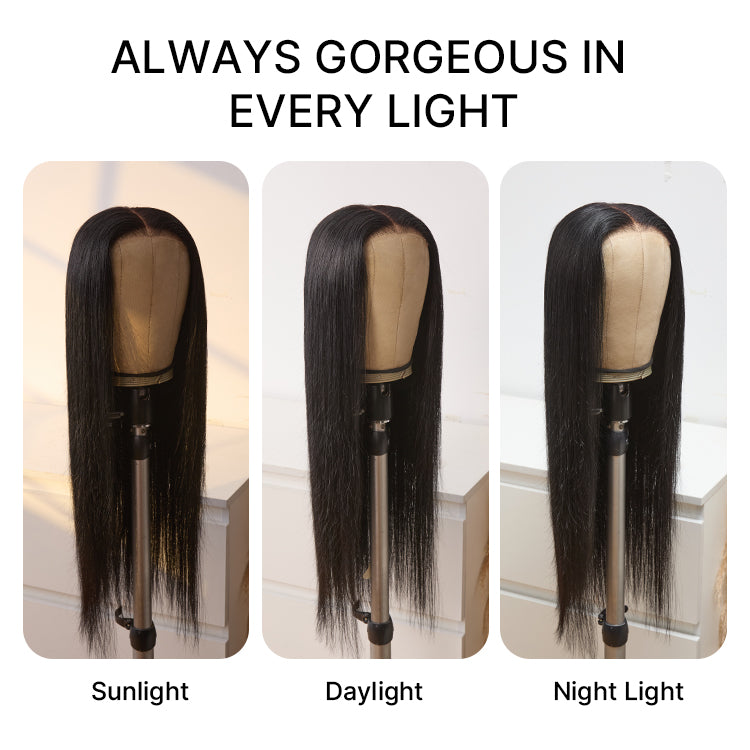 PreMax Wigs | Jet Black Middle Part Silky Straight Glueless 5x5 Closure Lace Wig Pre-Cut Lace-08