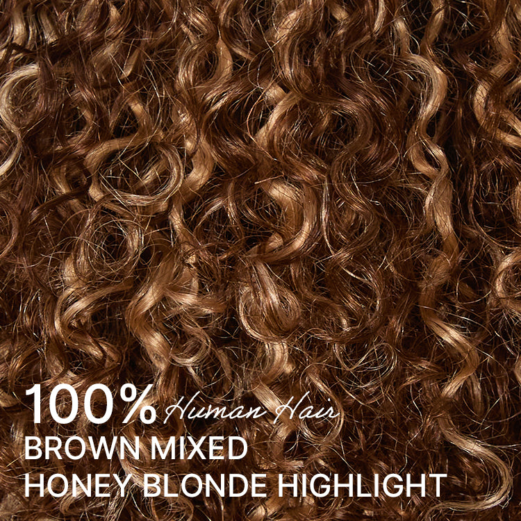 Beginner Friendly Ash Blonde Highlights Water Wave True Scalp Minimalist Lace Glueless Curly Wig with Bangs-44