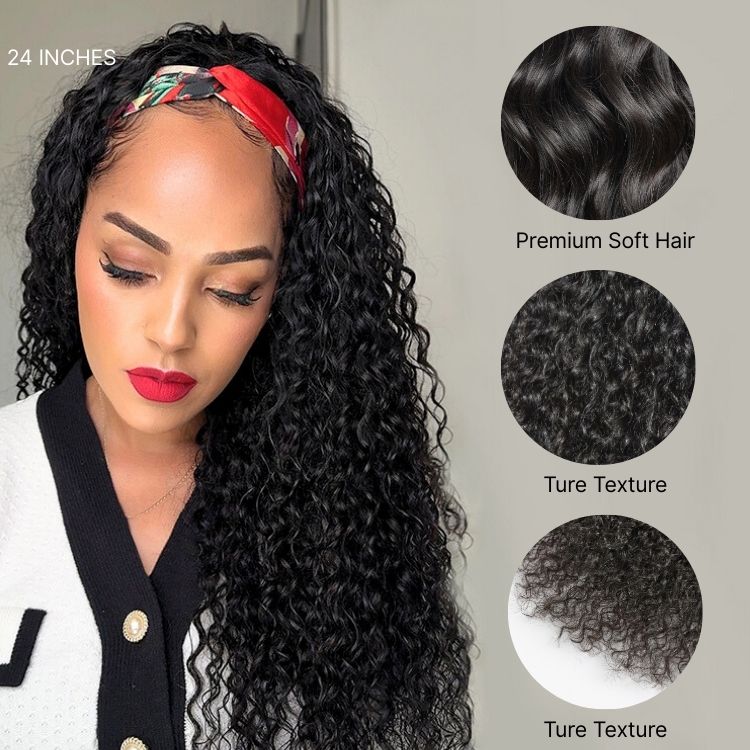 Luvme Too Easy Texture™ Wig 180% Density Water Wave Glueless Headband Wig Flexi-Fit Drawstring (Get Free Trendy Headbands)-19