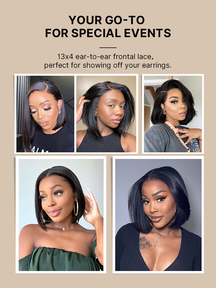 Special Add-On | Silky Blunt Cut Bob Glueless Ear-to-ear 13x4 HD Lace Front Wig Pre-Cut Lace Flexi-Fit Drawstring Cap-13