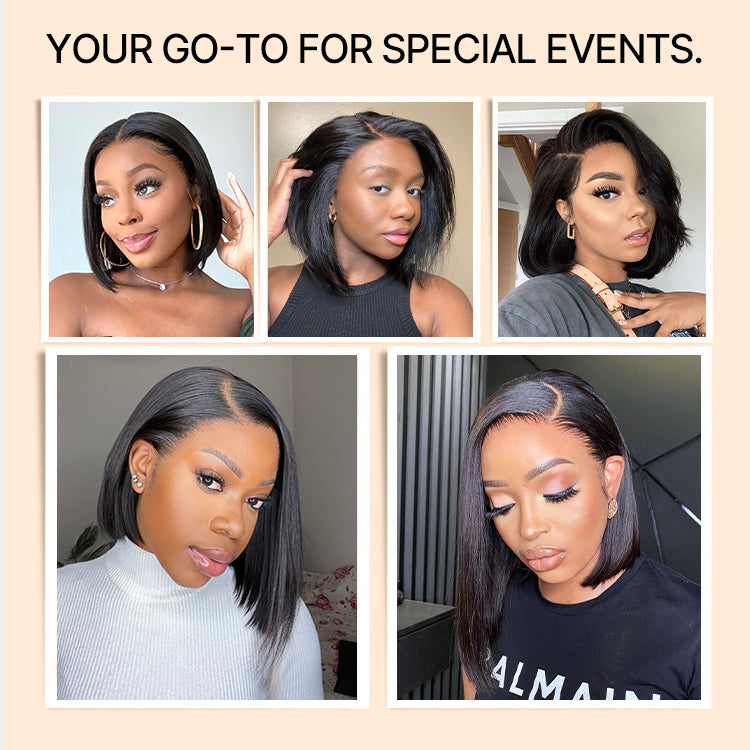 Special Add-On | Silky Blunt Cut Bob Glueless Ear-to-ear 13x4 HD Lace Front Wig Pre-Cut Lace Flexi-Fit Drawstring Cap-06
