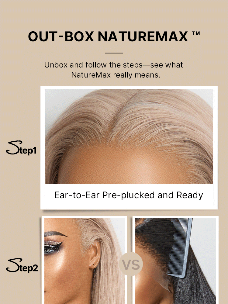 NatureMAX™ 180% Density Ash Blonde Silky Straight Glueless Ear-to-ear 13x4 HD Lace Front Wig Pre-Cut Lace Flexi-Fit Drawstring Cap-20