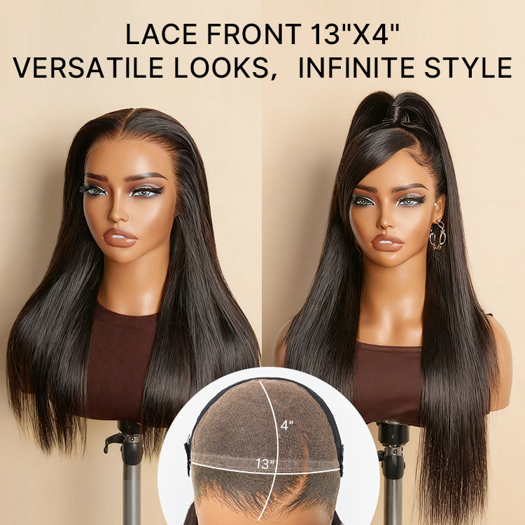 NatureMAX™ 180% Density Silky Straight Glueless Ear-to-ear 13x4 HD Lace Front Wig Pre-Cut Lace Flexi-Fit Drawstring Cap-16