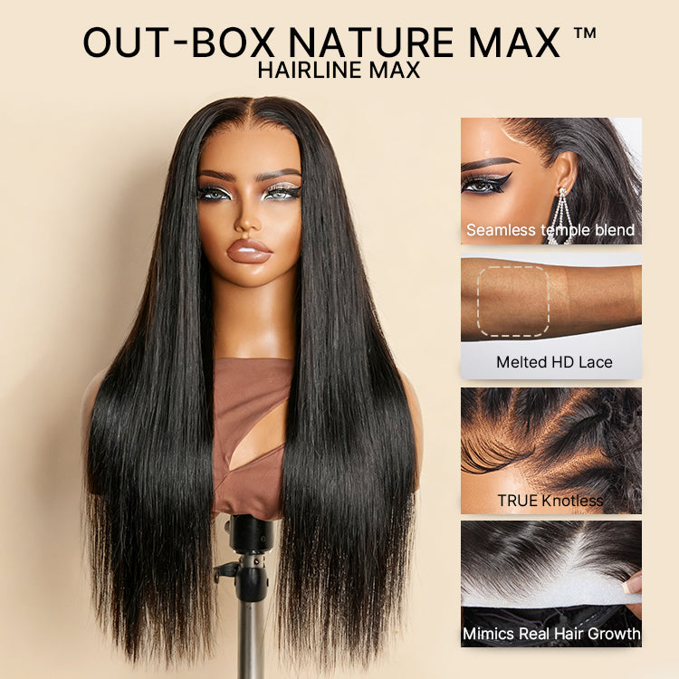 NatureMAX™ 180% Density Silky Straight Glueless Ear-to-ear 13x4 HD Lace Front Wig Pre-Cut Lace Flexi-Fit Drawstring Cap-15