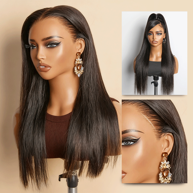 NatureMAX™ 180% Density Silky Straight Glueless Ear-to-ear 13x4 HD Lace Front Wig Pre-Cut Lace Flexi-Fit Drawstring Cap-14