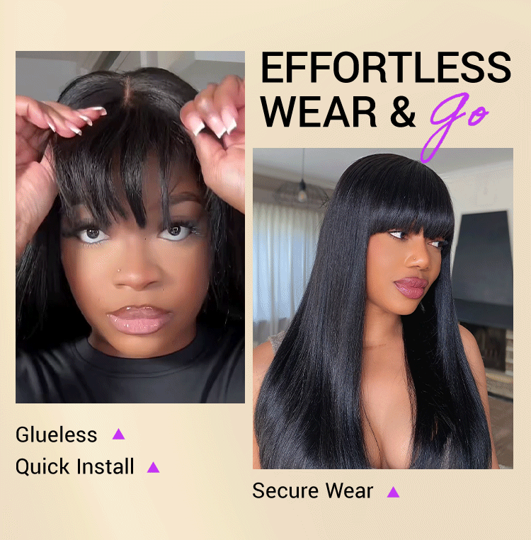 48H Delivery | Breathable Cap Yaki Straight Ultra Natural Minimalist Lace Long Wig with Bangs - US Only-18