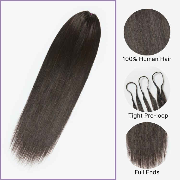 Pre-Separated Feather Crochet Human Hair Extensions Silky Straight Protective Style with Free Gifts-03