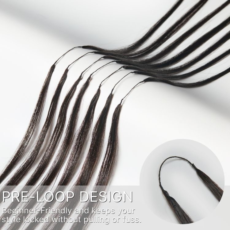 Pre-Separated Feather Crochet Human Hair Extensions Silky Straight Protective Style with Free Gifts-02