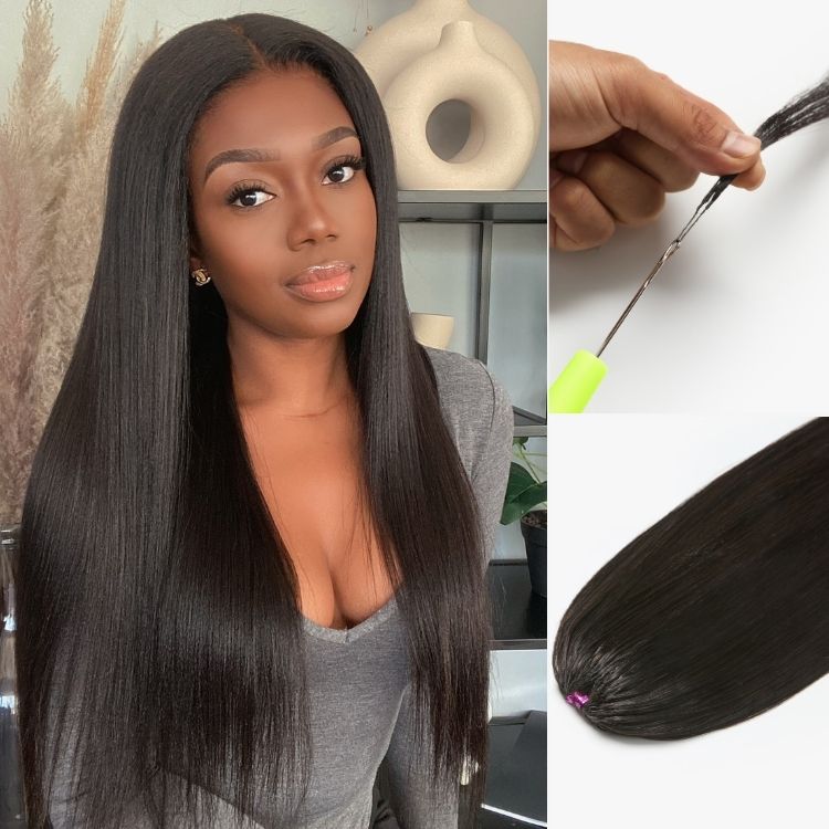 Pre-Separated Feather Crochet Human Hair Extensions Silky Straight Protective Style with Free Gifts-06
