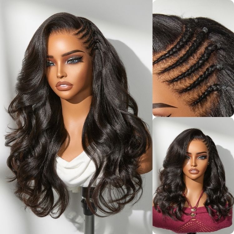 Side Braided Yaki Straight HD Lace Wig