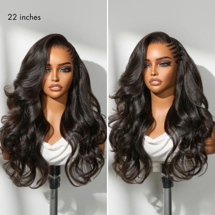 Luvme Hair Readitress side braided yaki body wave lace wig with 13x6 HD lace frontal and flexible drawstring cap, human hair.