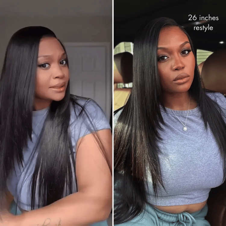 Luvme All-Day Comfort™ Wig 180% Density Layered Light Yaki Straight / Loose Body Wave Glueless 7x6 Closure HD Lace Human Hair Wig Pre-Cut Lace-49