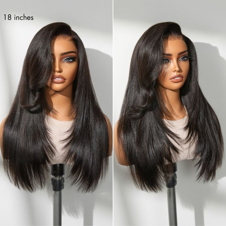 Luvme All-Day Comfort™ Wig 180% Density Layered Light Yaki Straight / Loose Body Wave Glueless 7x6 Closure HD Lace Human Hair Wig Pre-Cut Lace-47