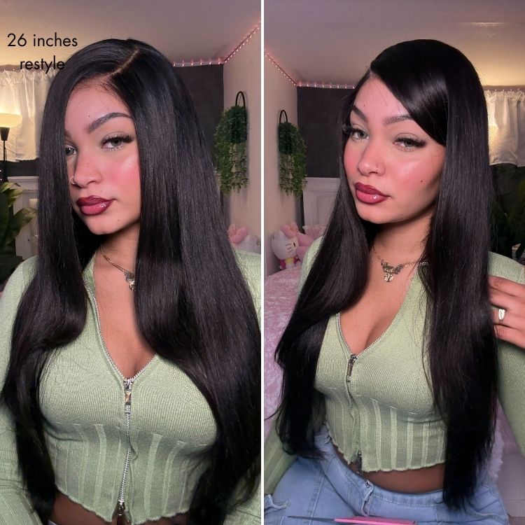 Luvme All-Day Comfort™ Wig 180% Density Layered Light Yaki Straight / Loose Body Wave Glueless 7x6 Closure HD Lace Human Hair Wig Pre-Cut Lace-48