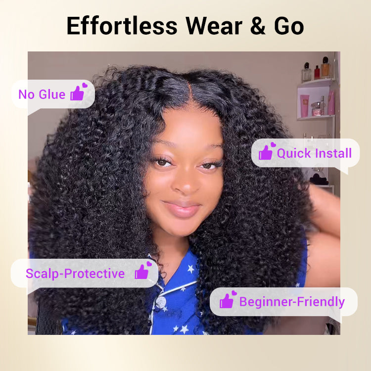 Beginner Friendly 200% Density Glueless 5x5 Closure Pre-Cut Lace Afro