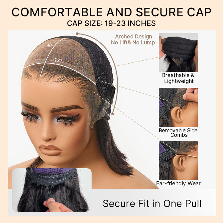 Retro 90s Flip Ends Bob Cut Wig Glueless 13x4 Frontal Lace Human Hair Wig-18