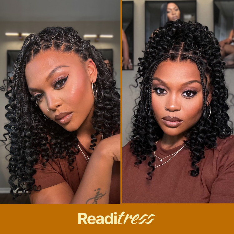 Special Deal | HD Full Lace Knotless Boho Curls Braided Bob Wig Flexi Fit Invisi Drawstring Cap Pre-Cut Lace-06