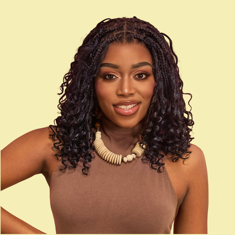 New Customers Only | HD Full Lace Knotless Boho Curls Braided Bob Wig Flexi Fit Invisi Drawstring Cap-01