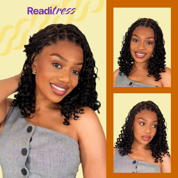Special Deal | HD Full Lace Knotless Boho Curls Braided Bob Wig Flexi Fit Invisi Drawstring Cap Pre-Cut Lace-07