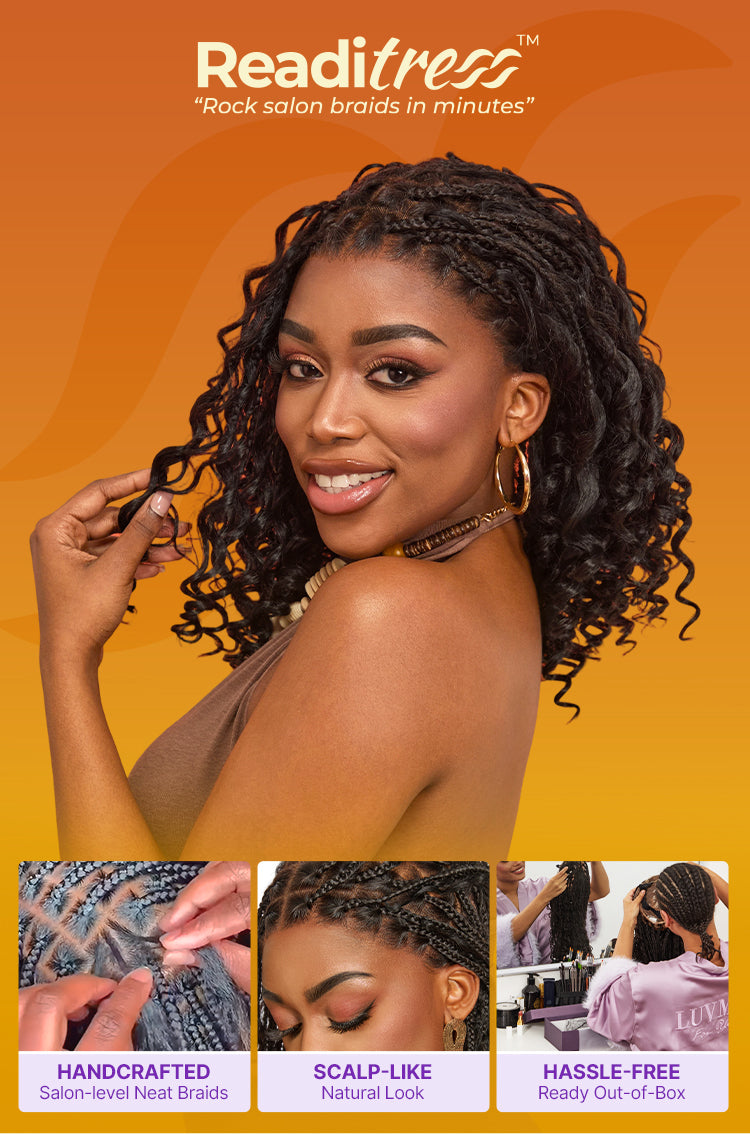 Special Deal | HD Full Lace Knotless Boho Curls Braided Bob Wig Flexi Fit Invisi Drawstring Cap-10