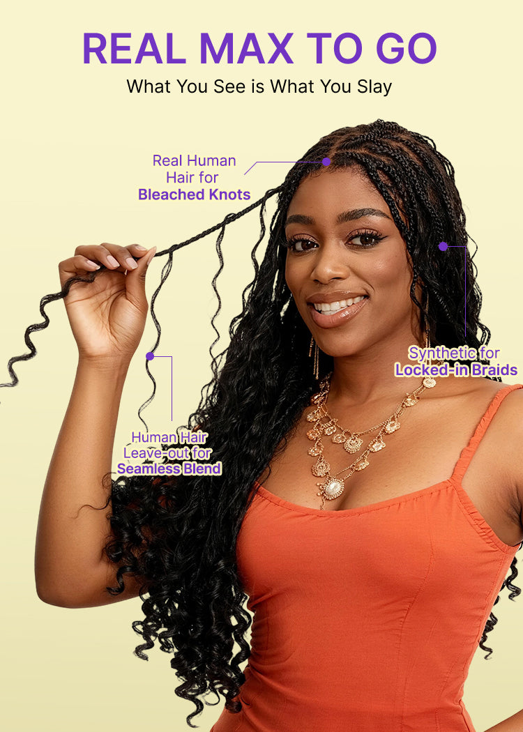 Special Deal | HD Full Lace Knotless Boho Curls Braided Bob Wig Flexi Fit Invisi Drawstring Cap-11