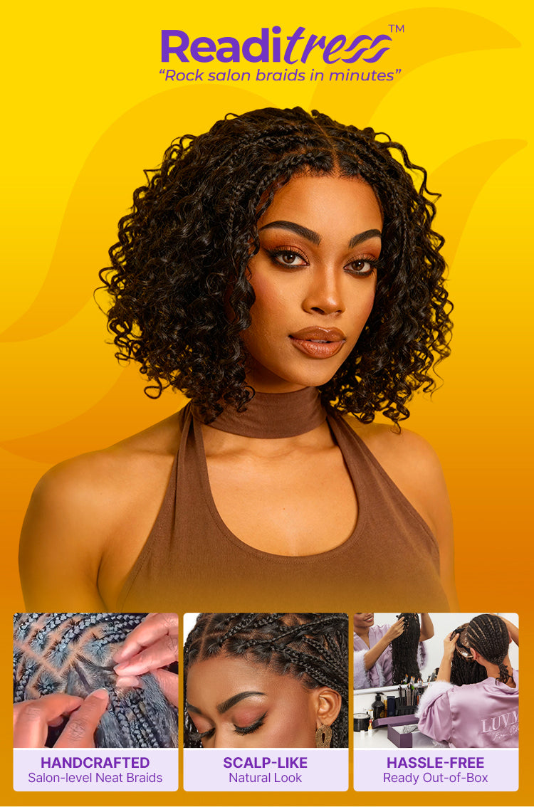 Tiktok Exclusive Deal | Ombre Brown Highlight Boho Braids Deep Curly Glueless 5x5 Closure Lace with Braided Top Human Hair Wig Pre-Cut Lace-10