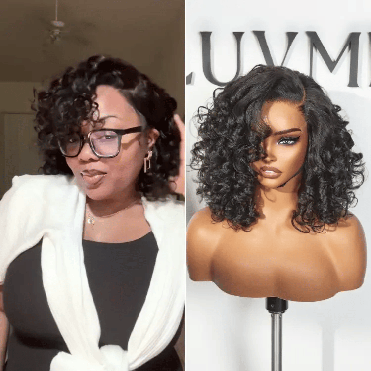 soft curly bob hairstyle for women over 50 with bouncy side part curls