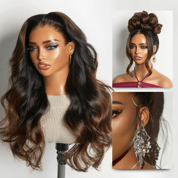 Tiktok Exclusive Deal | NatureMAX 200% Density Ombre Brown Loose Wave Glueless 13x6 HD Lace Front Wig Human Hair Pre-Cut Lace Flexi-Fit Drawstring Cap-01