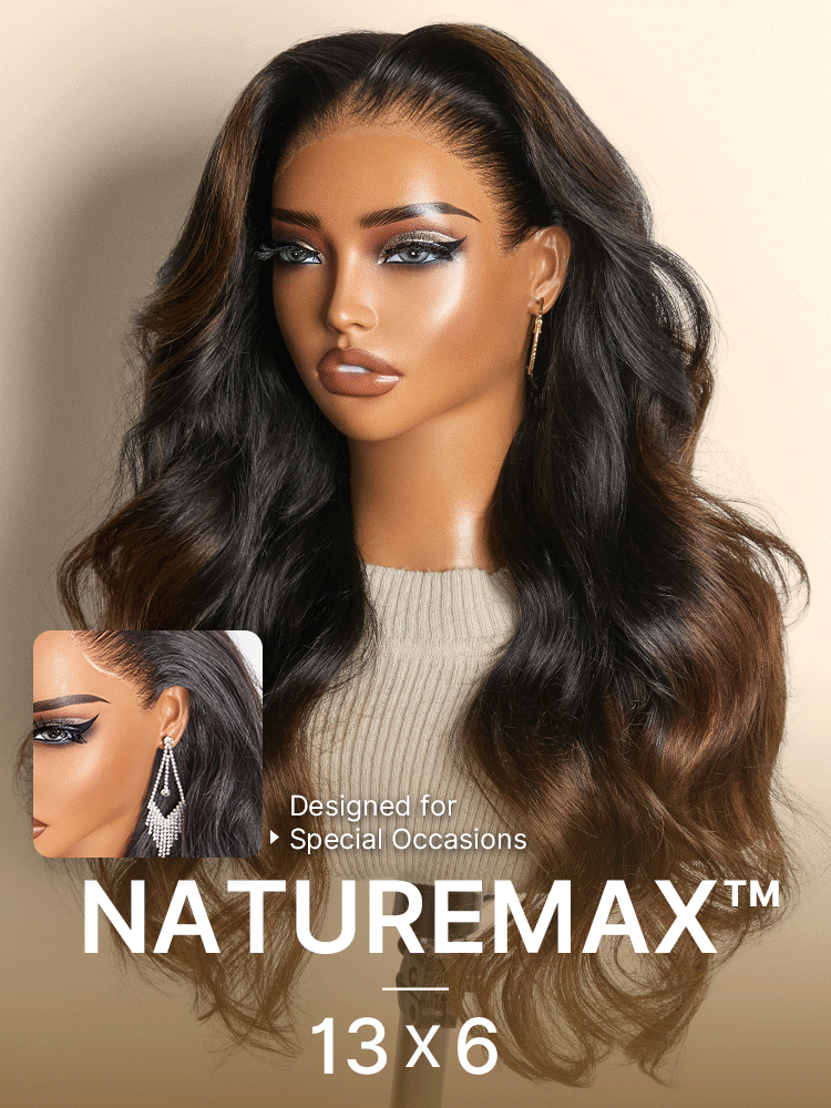 NatureMAX 200% Density Ombre Brown Loose Wave Glueless 13x6 HD Lace Front Wig Human Hair Pre-Cut Lace Flexi-Fit Drawstring Cap-11