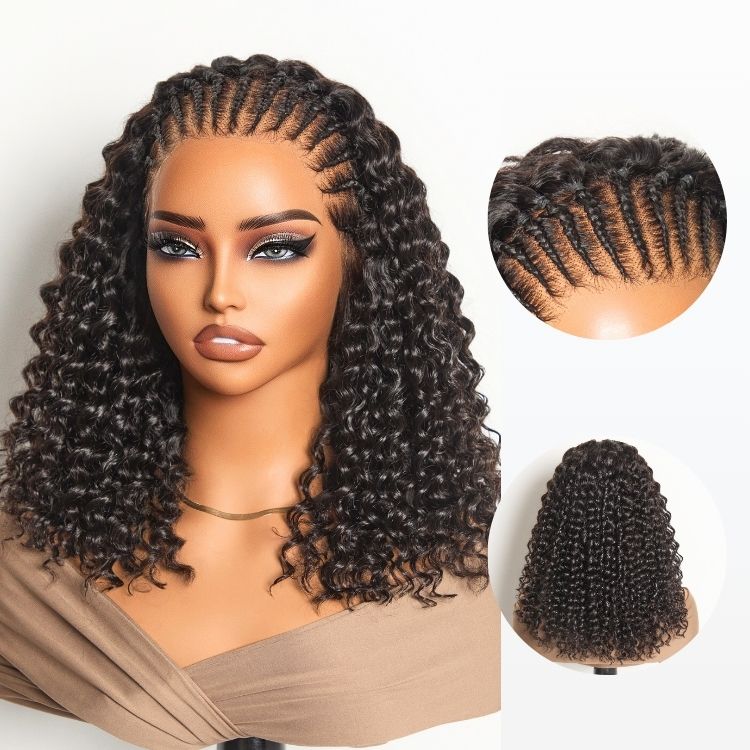 Readitress™ Knotless Fulani Braids Deep Wave Glueless Ear-to-ear 13x4