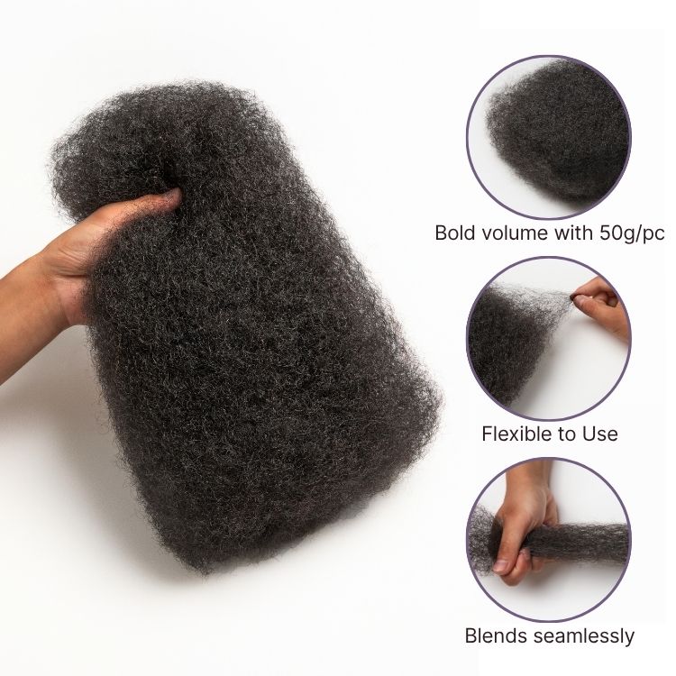 Readitress Afro Kinky Bulk Human hair for Dreadlock Extensions,Repair Locs, Twists and Braids-03