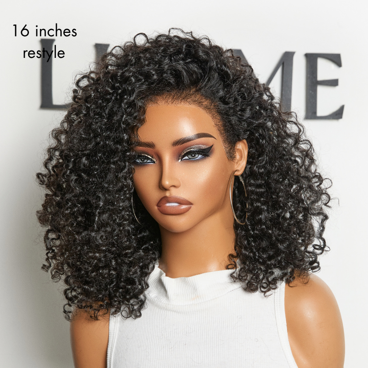180% Density 4C Kinky Edges Jet Black Burmese Curly Glueless Ear-to-ear Wide T Pre-Cut Lace Front Wig Flexi-Fit Drawstring Cap-04