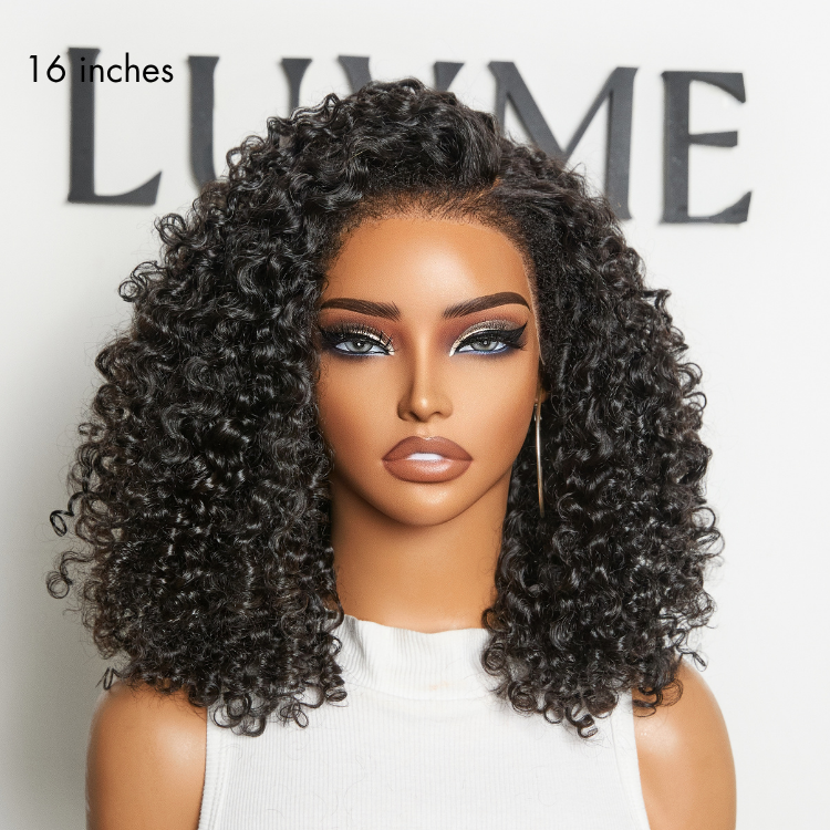 180% Density 4C Kinky Edges Jet Black Burmese Curly Glueless Ear-to-ear Wide T Pre-Cut Lace Front Wig Flexi-Fit Drawstring Cap-02