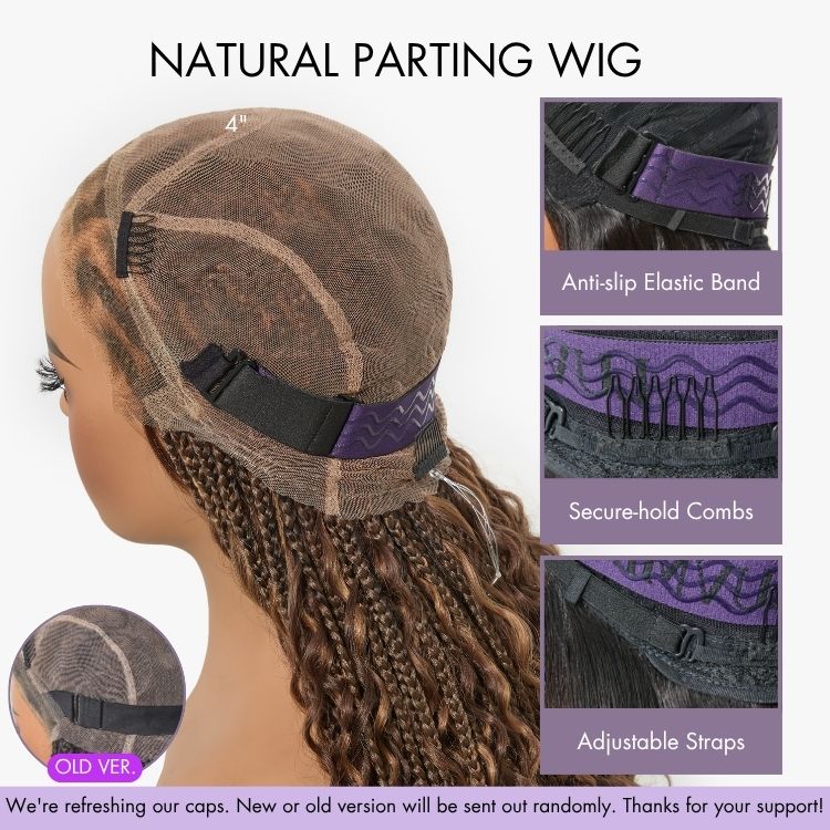 Tiktok Exclusive Deal | Readitress™ Light Weight Flexi-Fit Invisi Drawstring Cap Full Lace Knotless Boho Curls Braided Long Wig Super Natural Scalp-13