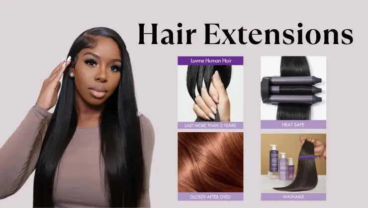 Luvme hair extensions collection for adding length, volume, and texture