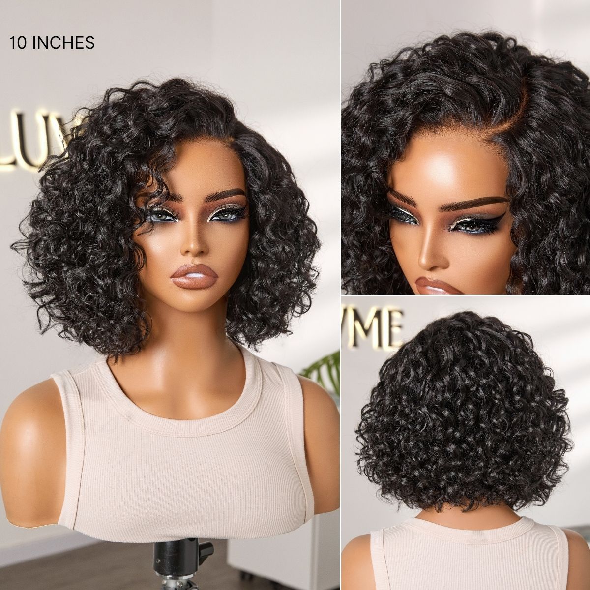 Luvme Hair water wave short curly bob wig with HD lace, glueless, pre-cut lace, ready-to-wear, Tiktok exclusive deal.