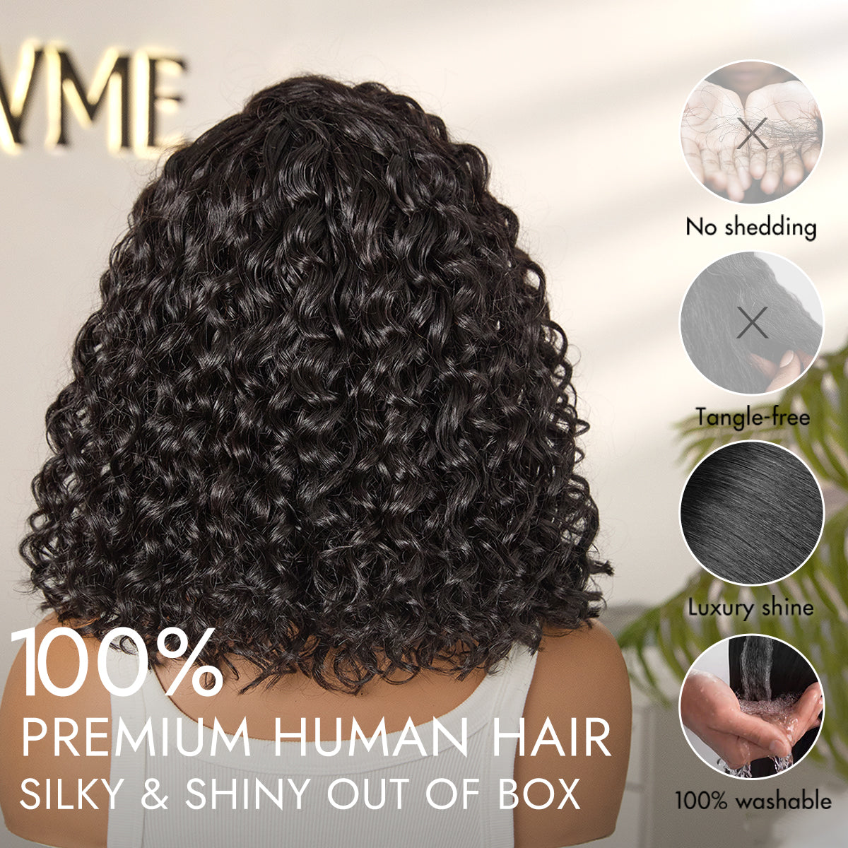 Luvme Hair blonde highlight ombre brown water wave short curly bob wig with HD lace, glueless, pre-cut lace, natural black to blonde transition