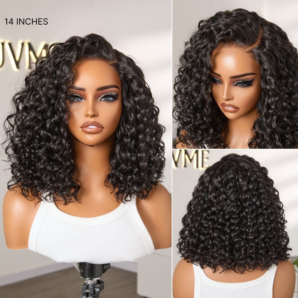Luvme Hair blonde highlight ombre brown water wave short curly bob wig with glueless HD lace and pre-cut lace, natural black options
