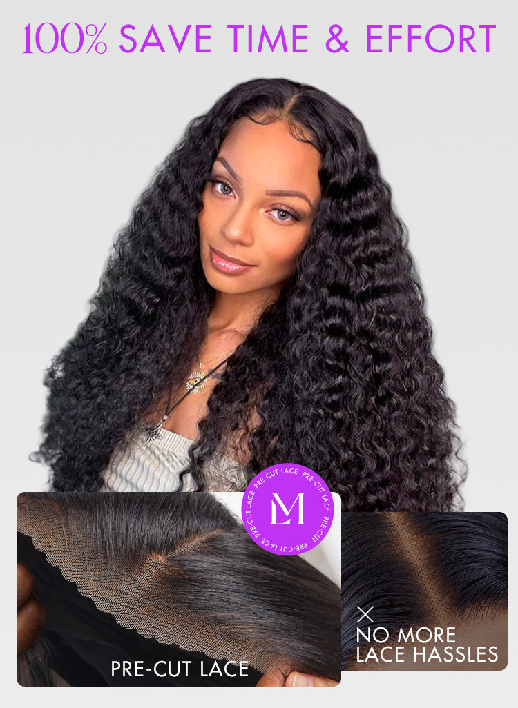 Luvme Hair 180% Density | Water Wave 13x4 Frontal HD Lace Glueless Free Part Long Curly Wig 100% Human Hair