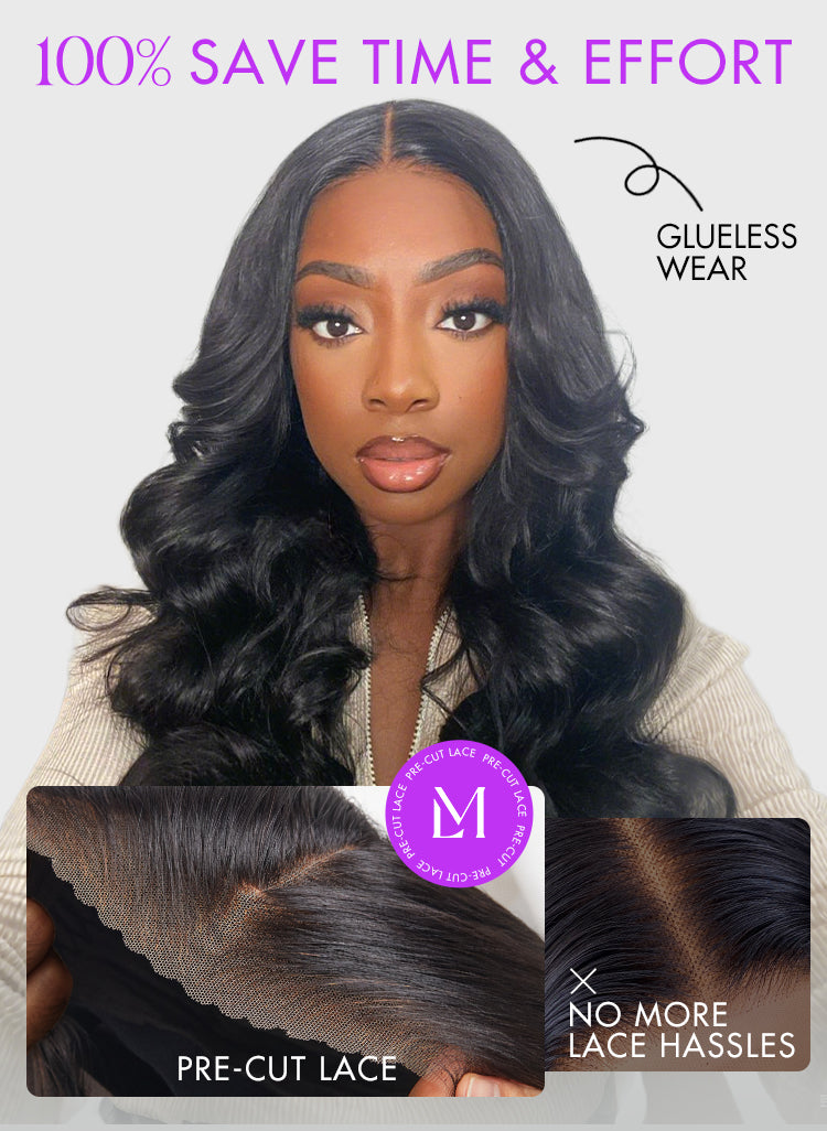 Luvme Hair 180% Density | Natural Black Loose Body Wave 5x5 Closure HD Lace Glueless Mid Part Long Wig | Large & Small Cap Size-08