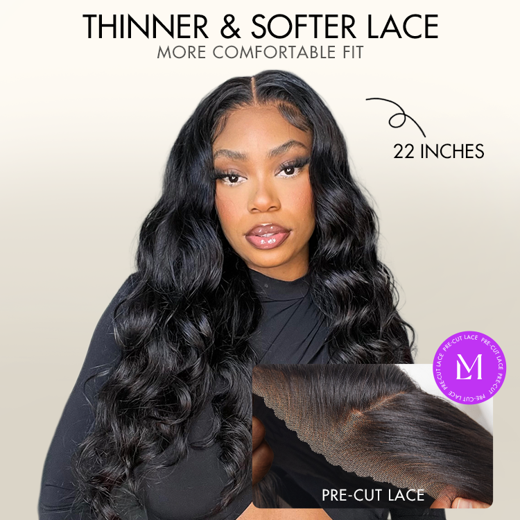Luvme Hair 180% Density | Natural Black Loose Body Wave 5x5 Closure HD Lace Glueless Mid Part Long Wig | Large & Small Cap Size-02