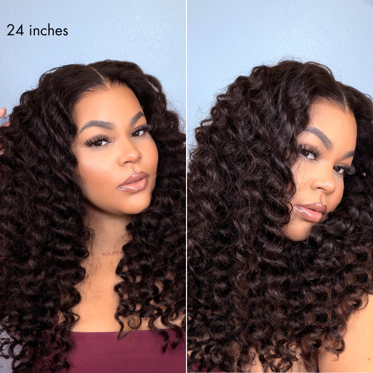 NatureMAX 200% Density Deep Wave Glueless 13x6 HD Lace Front Wig Human Hair Pre-Cut Lace Flexi-Fit Drawstring Cap-16