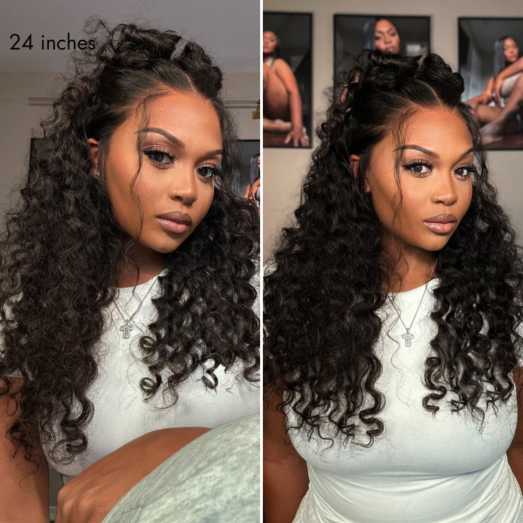 NatureMAX 200% Density Deep Wave Glueless 13x6 HD Lace Front Wig Human Hair Pre-Cut Lace Flexi-Fit Drawstring Cap-15
