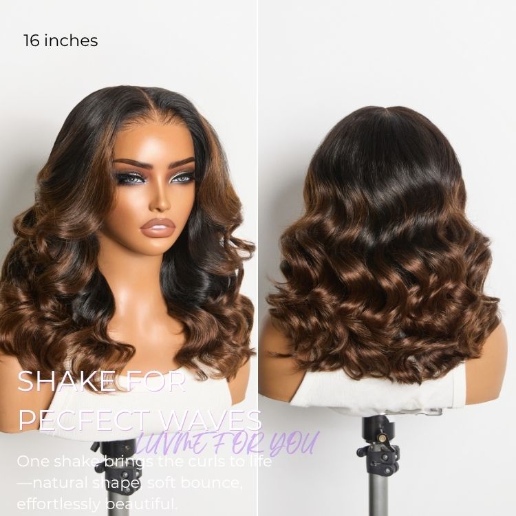 NatureMAX™ 200% Density Ombre Brown / Natural Loose Wave Glueless 13x6 HD Lace Front Shoulder Length Wig Pre-Cut Lace Flexi-Fit Drawstring Cap-25