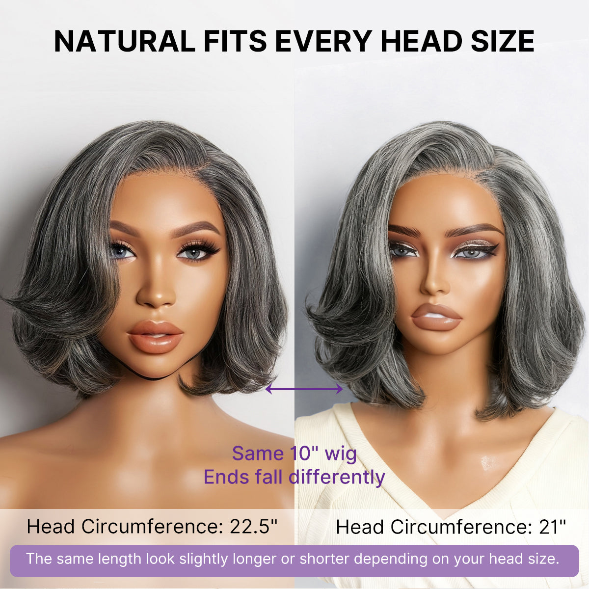 App Only | Salt & Pepper 100% Human Hair Layered Bob Wig Glueless Minimalist Lace Grey Wig Pre-Cut Lace-07