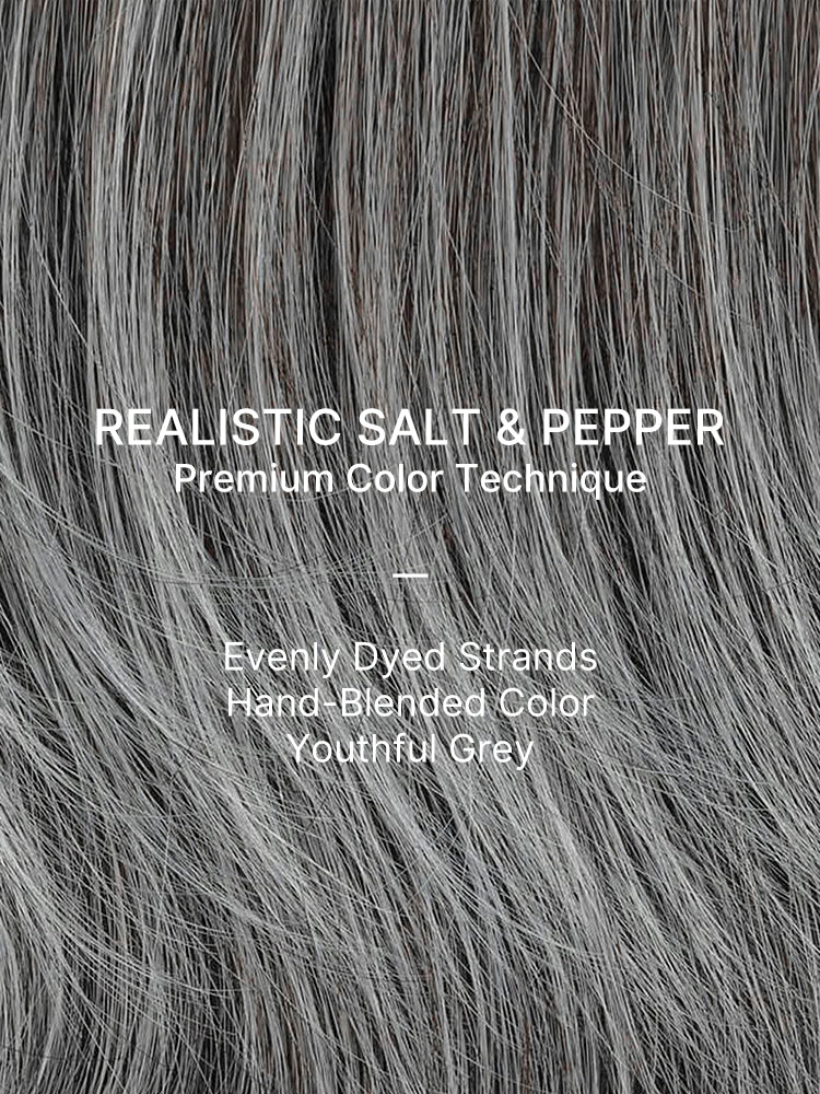 New Customers Only | Throw On & Go Salt & Pepper Short Pixie Cut Glueless Wig with Bangs 100% Human Hair Ultra Comfort Cotton Cap Hair Loss Friendly-11