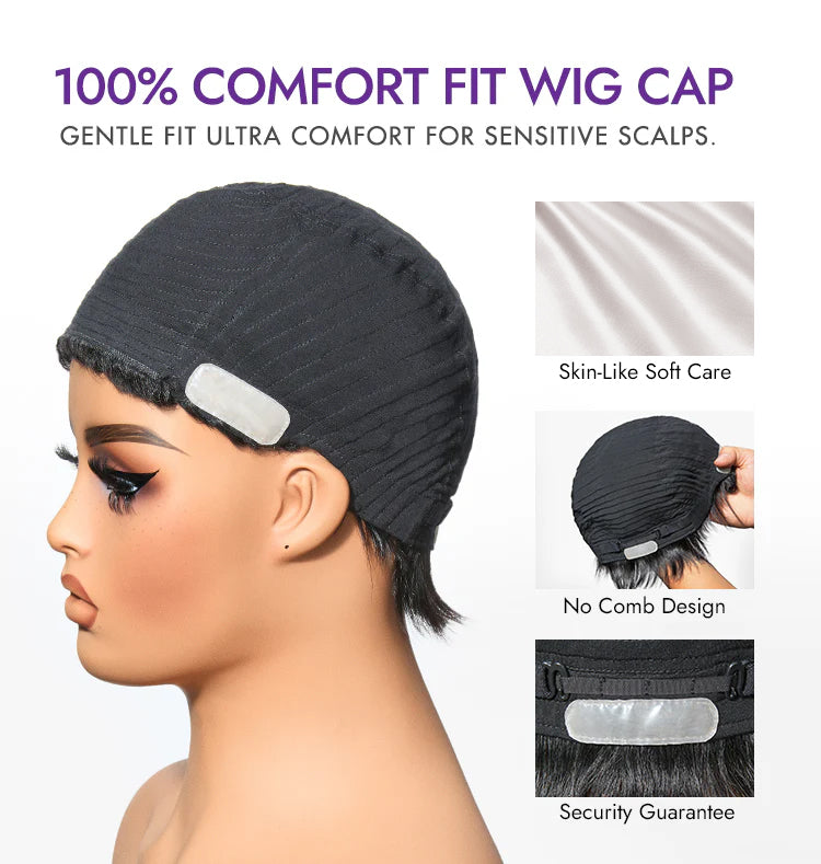 Throw On & Go Short Cut with Bangs Wig Ultra Comfort Skin-Like Soft Care Glueless Wig Hair Loss Friendly-27