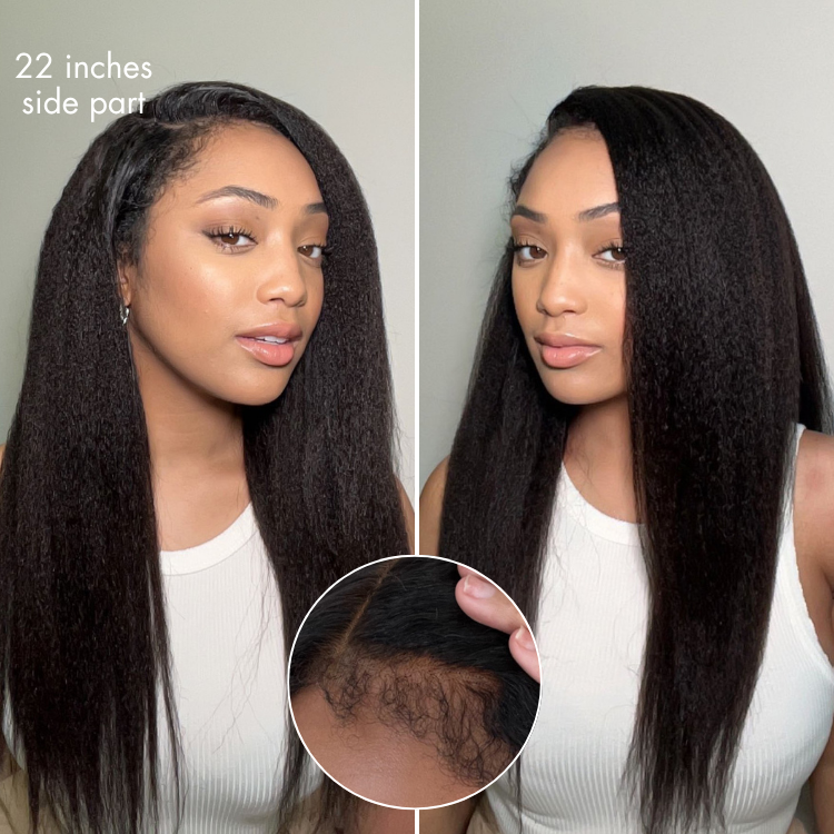 Luvme All-Day Comfort™ 4C Kinky Edges human hair wig with 7x6 closure, HD lace, kinky straight style, glueless pre-cut lace